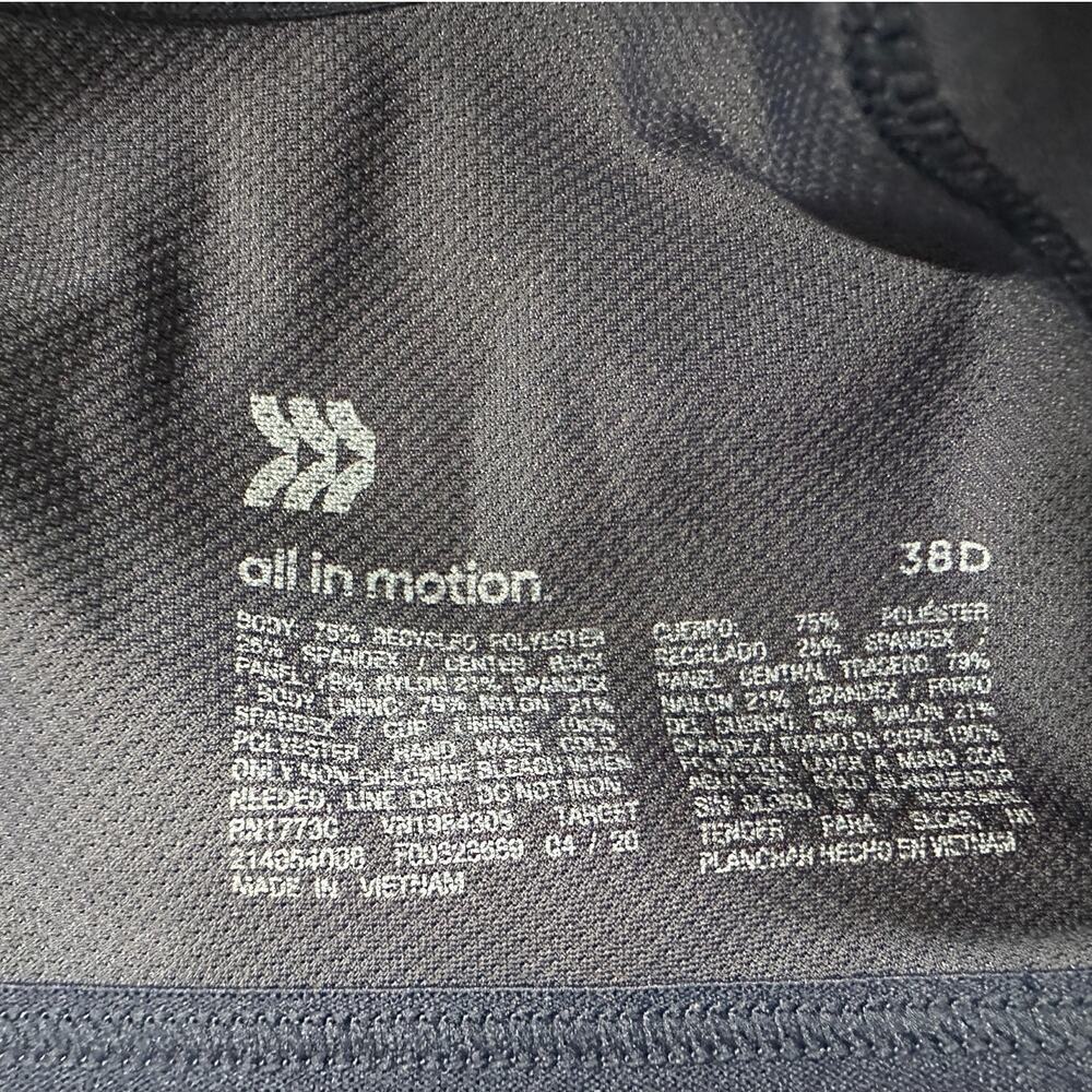 All In Motion 38D Sports Bra Zip Front Lightly Padded - Picture 4 of 5